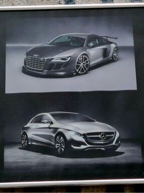 Framed Silver Sports Cars Photography Print - Audi & Mercedes Style